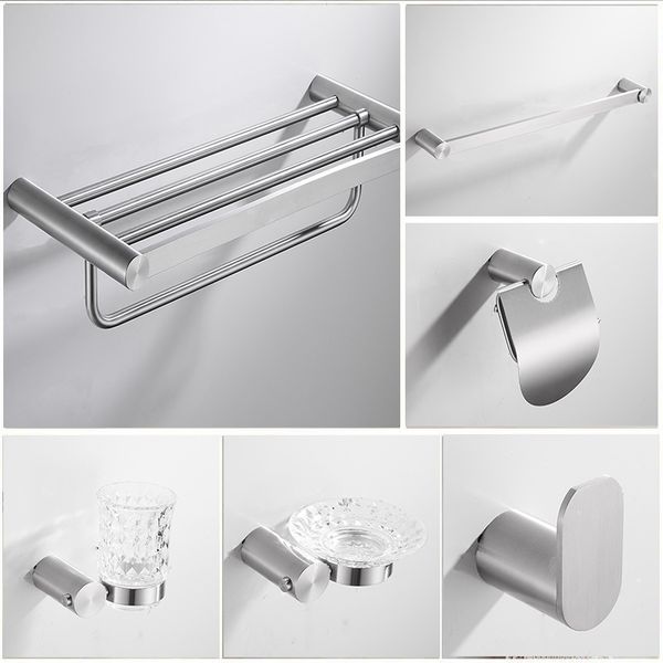 brushed silver bathroom hardware accessories set towel rack shelf stainless steel toilet brush holder towel ring soap dish hook
brushed silver bathroom hardware accessories set towel rack shelf stainless steel toilet brush holder towel ring soap dish hook