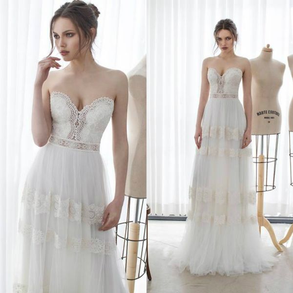 asaf dadush 2019 sweetheart boho wedding dresses new lace tulle beach bridal gowns a line bohemian backless sweep train wedding dress, White
asaf dadush 2019 sweetheart boho wedding dresses new lace tulle beach bridal gowns a line bohemian backless sweep train wedding dress, White