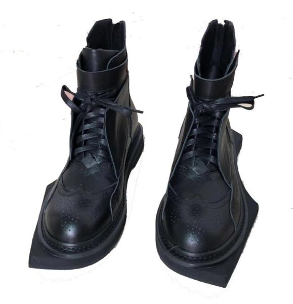 2019 handmade men individualized black leather men's boots with geometric soles style lace up botas shoes 
2019 handmade men individualized black leather men's boots with geometric soles style lace up botas shoes