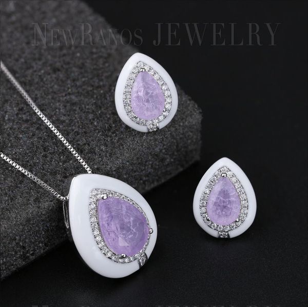 newranos white enamel jewelry sets purple water drop fusion stone necklace earrings set for women fashion jewelry sfx0031384, Silver 
newranos white enamel jewelry sets purple water drop fusion stone necklace earrings set for women fashion jewelry sfx0031384, Silver