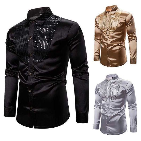 mens shiny gold sequin black silk dress shirts long sleeve shiny disco party casual shirts male nightclub party prom hip hop, White;black
mens shiny gold sequin black silk dress shirts long sleeve shiny disco party casual shirts male nightclub party prom hip hop, White;black