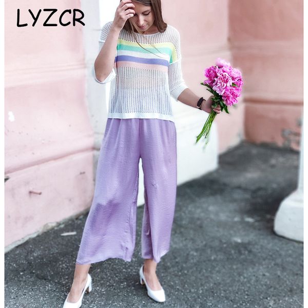 lyzcr summer loose silk women pants wide leg high waist stain wide leg pants for women ankle female elastic waist trousers, Black;white
lyzcr summer loose silk women pants wide leg high waist stain wide leg pants for women ankle female elastic waist trousers, Black;white