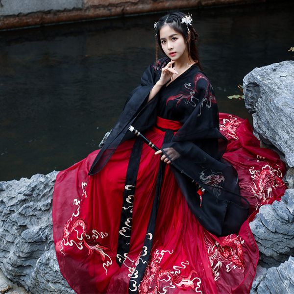 2020 embroidery dance costumes hanfu women folk festival outfit delicate fairy dress singers rave performance clothing pcs, Black;red
2020 embroidery dance costumes hanfu women folk festival outfit delicate fairy dress singers rave performance clothing pcs, Black;red