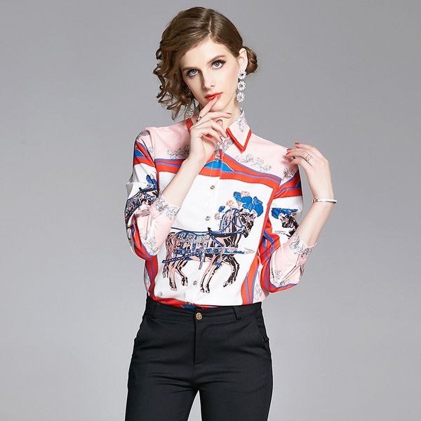2020 new spring summer polo collar fashion print shirt women single breast blouses new fashion luxury designer shirts long sleeved, White
2020 new spring summer polo collar fashion print shirt women single breast blouses new fashion luxury designer shirts long sleeved, White