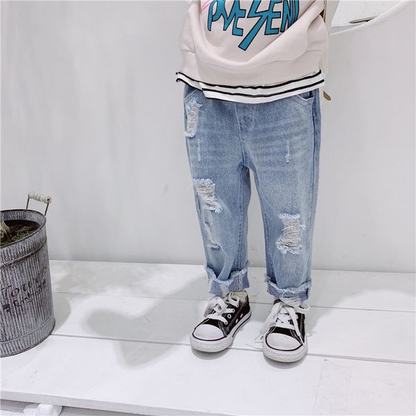 spring boys girls fashion broken hole jeans 2019 korean style rough selvedge casual denim pants children bottoms, Blue
spring boys girls fashion broken hole jeans 2019 korean style rough selvedge casual denim pants children bottoms, Blue