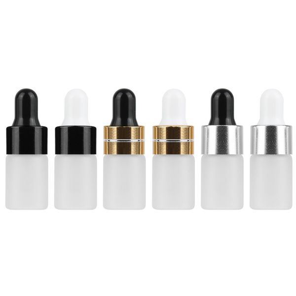 

1 2 3 ml mini translucent frosted glass dropper bottle sample vial jar cosmetic essential oil bottle container with glass eye droppe