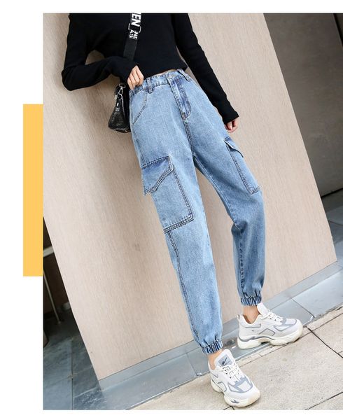 violet loose hole burrs nine points wide-legged pants, Blue