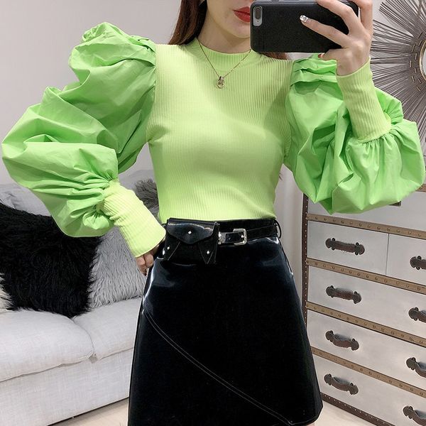 yilin kay 2020 new women patchwork knitting sweaters autumn female o neck puff sleeve ruched sweater streetwear, White;black
yilin kay 2020 new women patchwork knitting sweaters autumn female o neck puff sleeve ruched sweater streetwear, White;black