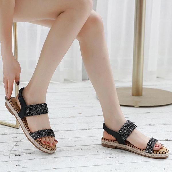 women sandals 2019 new fashion bohemian sequins summer sandals women shoes comfortable thick bottom flat shoes woman plus size, Black
women sandals 2019 new fashion bohemian sequins summer sandals women shoes comfortable thick bottom flat shoes woman plus size, Black