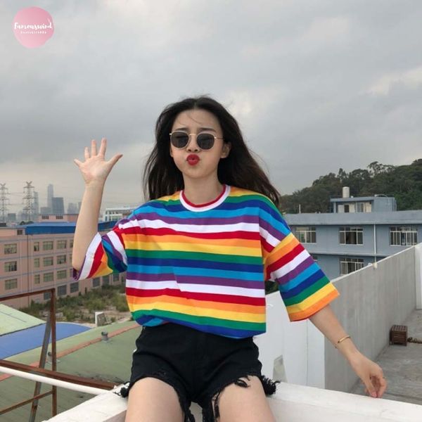 новая тенниска женщины радуга длинные полосатый camiseta топы harajuku tshirt 2019 лето с коротким рукавом корейской панк футболка feminina, White
новая тенниска женщины радуга длинные полосатый camiseta топы harajuku tshirt 2019 лето с коротким рукавом корейской панк футболка feminina, White