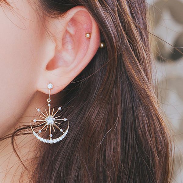 beautiful 3 colors exquisite female geometric crystal 1pair drops earrings trendy solar moon bohemian high quality, Silver
beautiful 3 colors exquisite female geometric crystal 1pair drops earrings trendy solar moon bohemian high quality, Silver