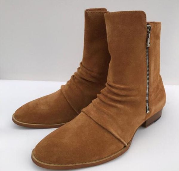 real picture pleated suede leather denim boots suede slp handmade ankle boots personalized fashion shoes, Black
real picture pleated suede leather denim boots suede slp handmade ankle boots personalized fashion shoes, Black