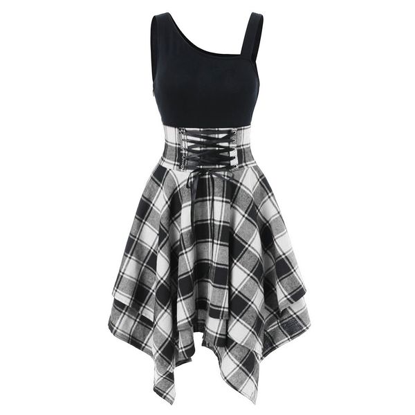 fashion women sleeveless cold shoulder cross lace up plaid print irregular dress casual long girl dress female fashion new, Black;gray
fashion women sleeveless cold shoulder cross lace up plaid print irregular dress casual long girl dress female fashion new, Black;gray