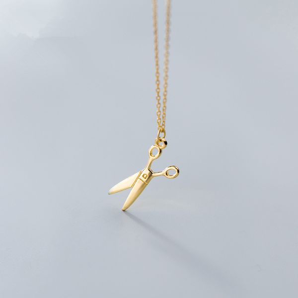 

hfyk 925 sterling silver necklace chain gold scissors pendant neckalces for women kolye collier femme 2019 bijoux en argent 925