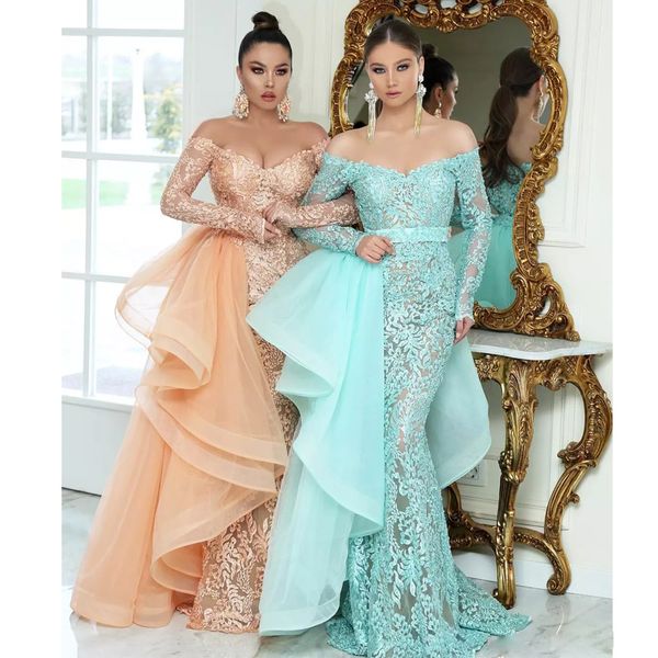 fashion illusion mermaid lace evening dresses off the shoulder long sleeve special occasion dress detachable train celebrity gowns, Black;red
fashion illusion mermaid lace evening dresses off the shoulder long sleeve special occasion dress detachable train celebrity gowns, Black;red