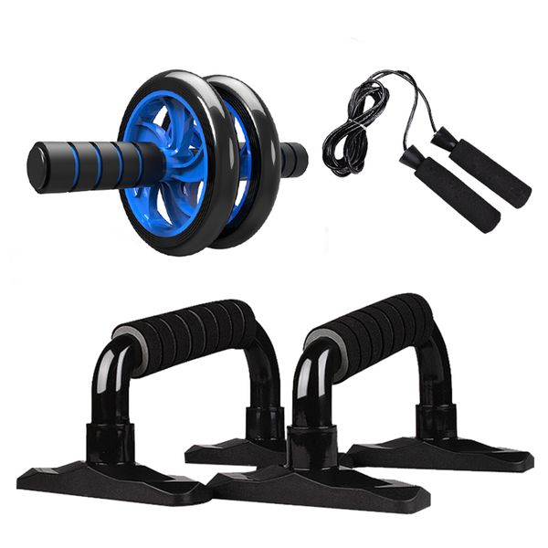4 pcs for set double wheel abdominal power wheel ab roller+push-up bar jump rope+knee pad portable equipment for gym training
4 pcs for set double wheel abdominal power wheel ab roller+push-up bar jump rope+knee pad portable equipment for gym training