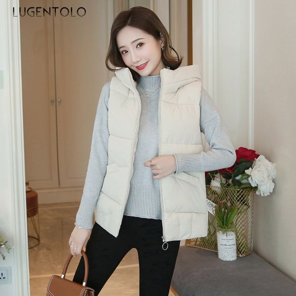 lugentolo women vest short cotton clothing fashion autumn and winter loose solid color zipper hooded casual vest cotton clothing, Black;white
lugentolo women vest short cotton clothing fashion autumn and winter loose solid color zipper hooded casual vest cotton clothing, Black;white