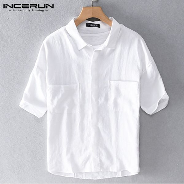 men's casual shirts 2021 fashion men shirt cotton short sleeve streetwear solid color lapel camisa summer mens brand harajuku incerun, White;black
men's casual shirts 2021 fashion men shirt cotton short sleeve streetwear solid color lapel camisa summer mens brand harajuku incerun, White;black