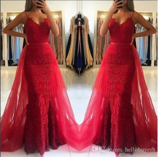 mermaid red lace prom dresses online 2019 new arrival long custom plus size formal evening dresses detachable trains, Black
mermaid red lace prom dresses online 2019 new arrival long custom plus size formal evening dresses detachable trains, Black