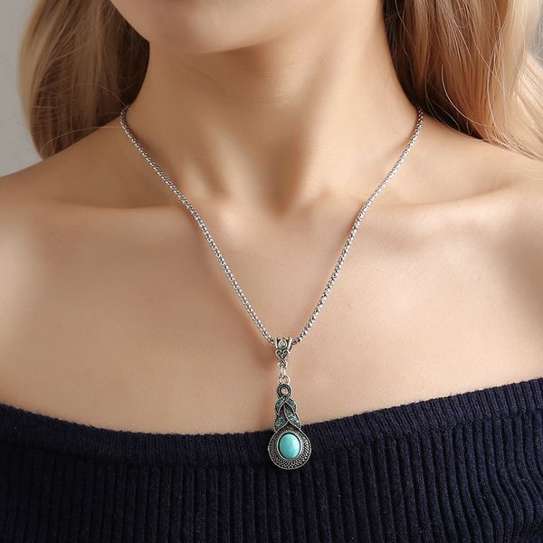 usenset new fashion vintage pattern blue crystal inlaid turquoise necklace earrings bohemian personality women's jewelry set q01, Silver
usenset new fashion vintage pattern blue crystal inlaid turquoise necklace earrings bohemian personality women's jewelry set q01, Silver
