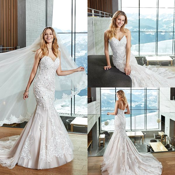 eddy k 2019 mermaid wedding dresses plus size sweetheart lace appliqued sweep train bridal gowns backless beach wedding dress vestidos, White
eddy k 2019 mermaid wedding dresses plus size sweetheart lace appliqued sweep train bridal gowns backless beach wedding dress vestidos, White