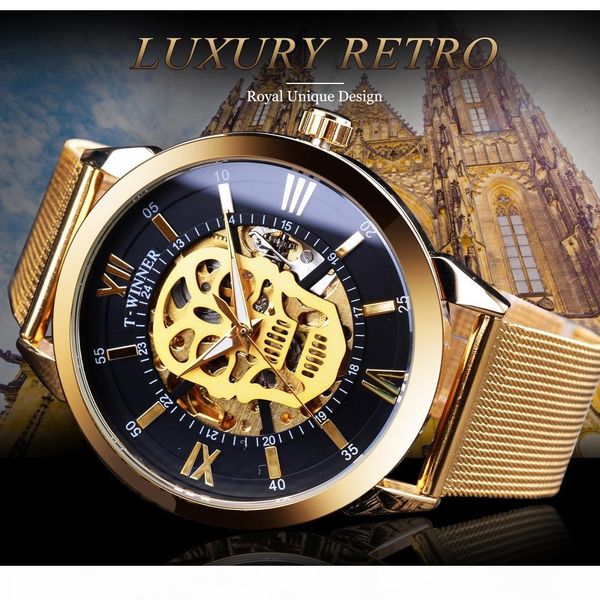 winner clock classic black golden skull display luminous hands horloge mannen men's mechanical automatic wristwatches mesh belt, Slivery;brown
winner clock classic black golden skull display luminous hands horloge mannen men's mechanical automatic wristwatches mesh belt, Slivery;brown