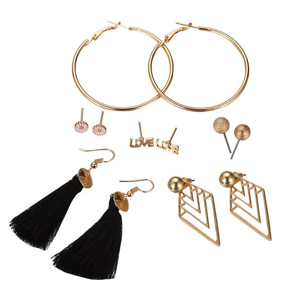 6 pair fashion black color tassel stud earrings set girl ear jewelry new bohemia flower big round earring jewelry gift for women, Golden;silver
6 pair fashion black color tassel stud earrings set girl ear jewelry new bohemia flower big round earring jewelry gift for women, Golden;silver
