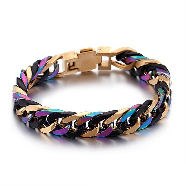 fashion men punk byzantine chain bracelet stainless steel gold black color cuban curb chian bracelets jewelry, Golden;silver
fashion men punk byzantine chain bracelet stainless steel gold black color cuban curb chian bracelets jewelry, Golden;silver