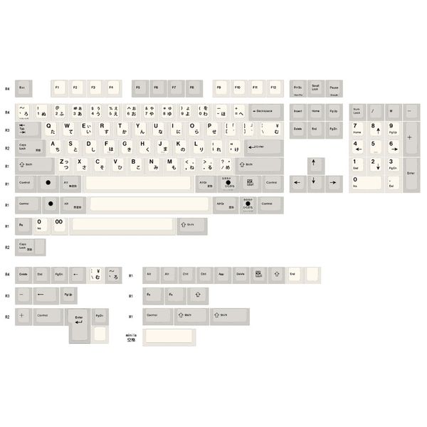 

На складе R2 Enjoypbt черный японский keycap белый и серый краситель sub 148 ключи для черри m