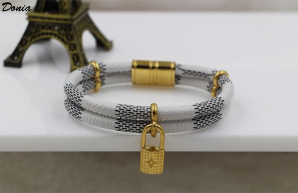 donia jewelry party european and american fashion lock classic leather titanium steel bracelet women's bracelet birthday gift, Black
donia jewelry party european and american fashion lock classic leather titanium steel bracelet women's bracelet birthday gift, Black