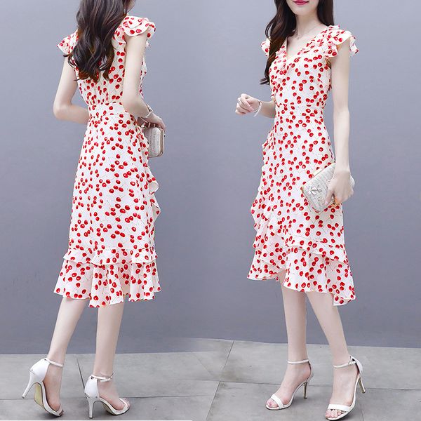 women dress casual cherry print chiffon summer dress ruffles sleeveless high waist girl slim elegant style vestidos, Black;gray
women dress casual cherry print chiffon summer dress ruffles sleeveless high waist girl slim elegant style vestidos, Black;gray