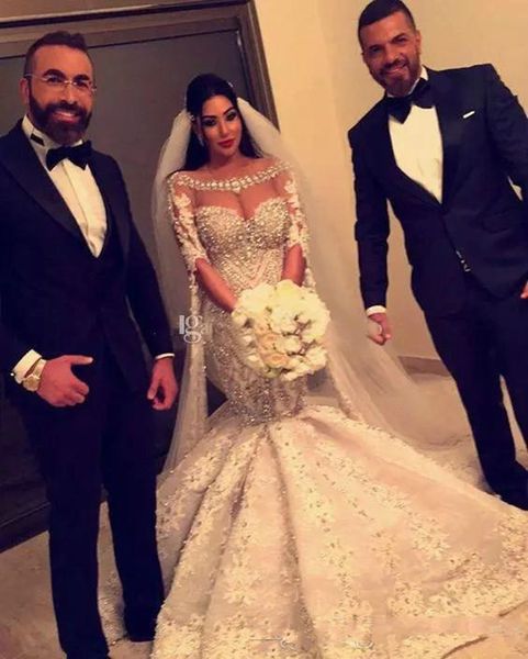 new dubai arab luxury beads crystal mermaid wedding gowns half long sleeves scoop neck country bridal dresses vestido de novia 4399, White
new dubai arab luxury beads crystal mermaid wedding gowns half long sleeves scoop neck country bridal dresses vestido de novia 4399, White