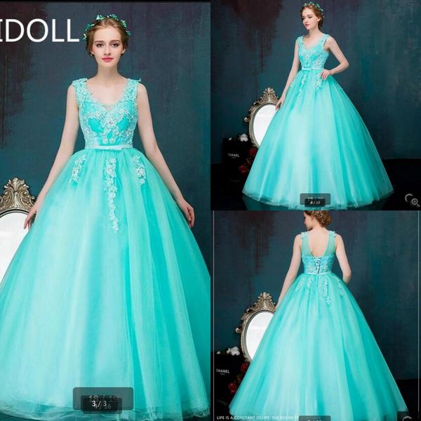 2019 new arrival sky blue ball gown lace appliques crystals prom dress v neck sleeveless beaded sheer back prom gowns on sale, Black
2019 new arrival sky blue ball gown lace appliques crystals prom dress v neck sleeveless beaded sheer back prom gowns on sale, Black