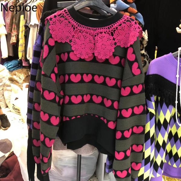 neploe love heart hit color pullover knitwear long sleeve o-neck sweater lace ruffle patch knit pull femme54198, White;black
neploe love heart hit color pullover knitwear long sleeve o-neck sweater lace ruffle patch knit pull femme54198, White;black