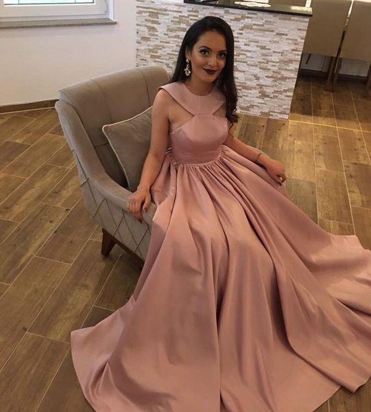 pink satin a line prom dresses jewel long evening dresses plus size dubai formal party gowns, Black
pink satin a line prom dresses jewel long evening dresses plus size dubai formal party gowns, Black