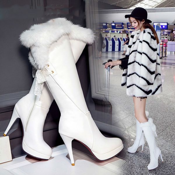 winter lace fur knee-high waterproof high-heeled white black round toe boots thin heels fashion knight women boots
winter lace fur knee-high waterproof high-heeled white black round toe boots thin heels fashion knight women boots