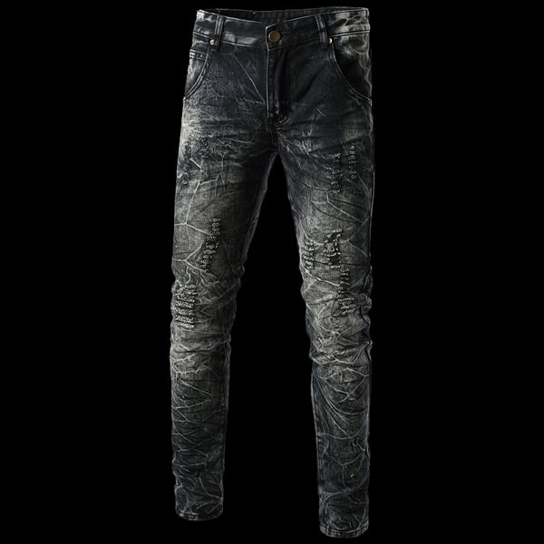 fashion men's printed personality wear mens black jeans holes slim skinny casual pants distressed jeans, Blue
fashion men's printed personality wear mens black jeans holes slim skinny casual pants distressed jeans, Blue
