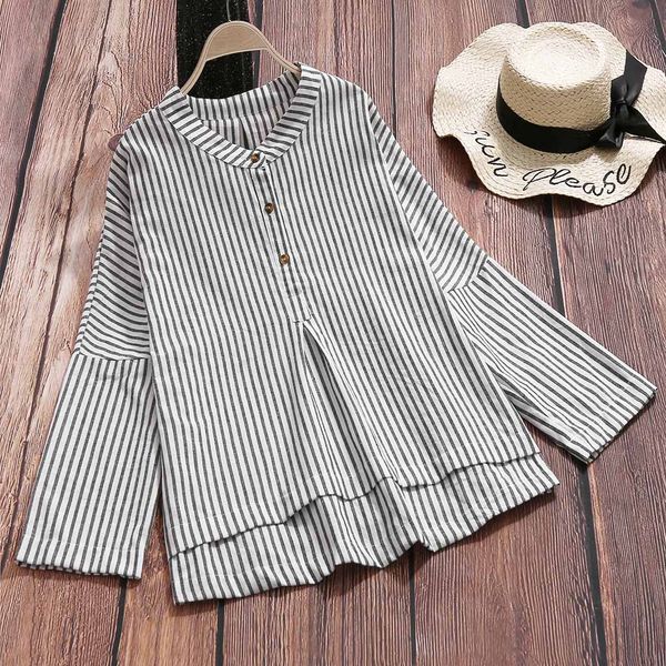 cotton and linen women casual blouse loose v-neck full sleeve striped print button ladies loose blusas mujer de moda 2019, White
cotton and linen women casual blouse loose v-neck full sleeve striped print button ladies loose blusas mujer de moda 2019, White