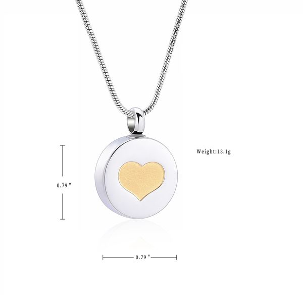 ijd10743 gold heart of circle stainless steel memorial urn necklace engravable cremation jewelry for ashes of loved one, Silver
ijd10743 gold heart of circle stainless steel memorial urn necklace engravable cremation jewelry for ashes of loved one, Silver
