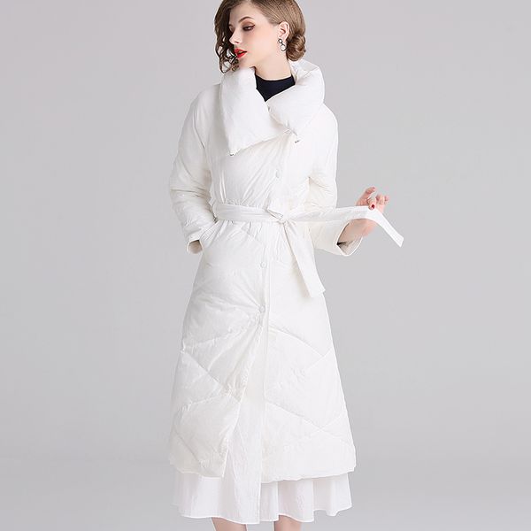 fyyiyi women's 2019 winter new white long section thick white duck down lapel tie single-breasted fashion down jacket, Black
fyyiyi women's 2019 winter new white long section thick white duck down lapel tie single-breasted fashion down jacket, Black