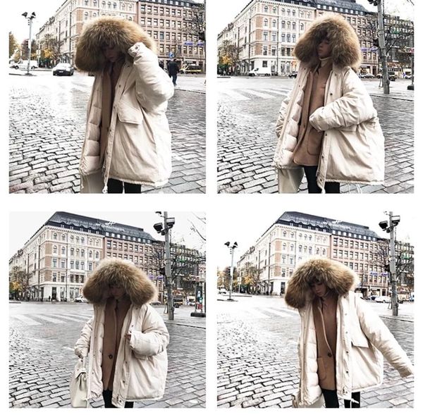 real fur coat natural raccoon fur collar 2019 autumn winter white duck down jacket korean loose womens puffer coat outwear, Black
real fur coat natural raccoon fur collar 2019 autumn winter white duck down jacket korean loose womens puffer coat outwear, Black