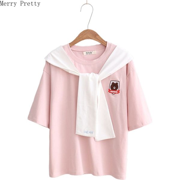 women's t-shirt 2021 fashion spring cartoon bear embroidery short sleeve t-shirts women sailor collar cotton basic cute tee shirt, White
women's t-shirt 2021 fashion spring cartoon bear embroidery short sleeve t-shirts women sailor collar cotton basic cute tee shirt, White