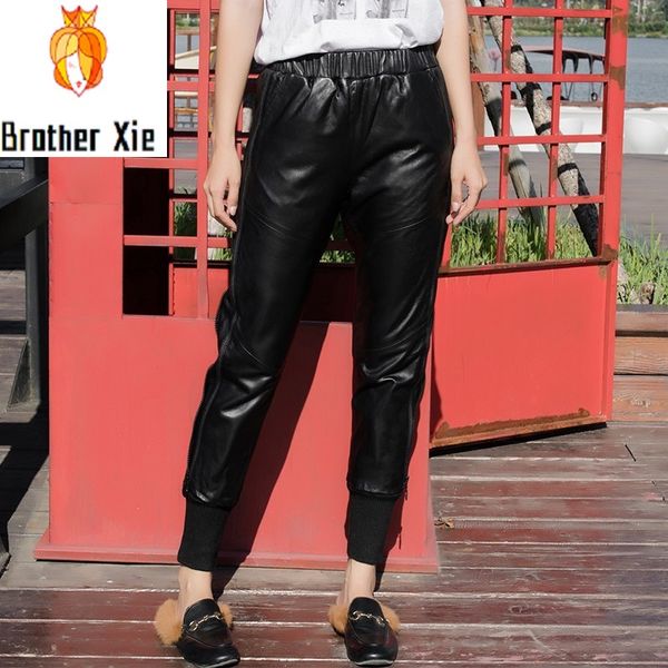 autumn winter womens genuine leather ribbed patchwork harem pants elastic waist casual sheepskin ankle length pants plus size, Black;white
autumn winter womens genuine leather ribbed patchwork harem pants elastic waist casual sheepskin ankle length pants plus size, Black;white