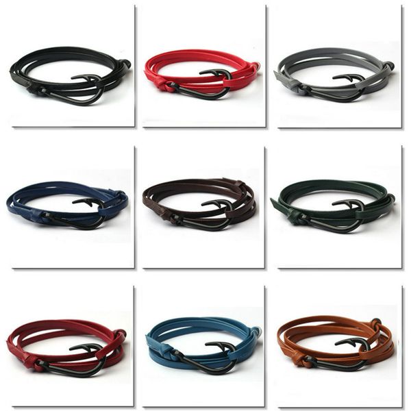black colors fish hook bracelets multicolor leather bracelets multilayer leather charm bracelets fashion jewelry 9 colors, Golden;silver
black colors fish hook bracelets multicolor leather bracelets multilayer leather charm bracelets fashion jewelry 9 colors, Golden;silver