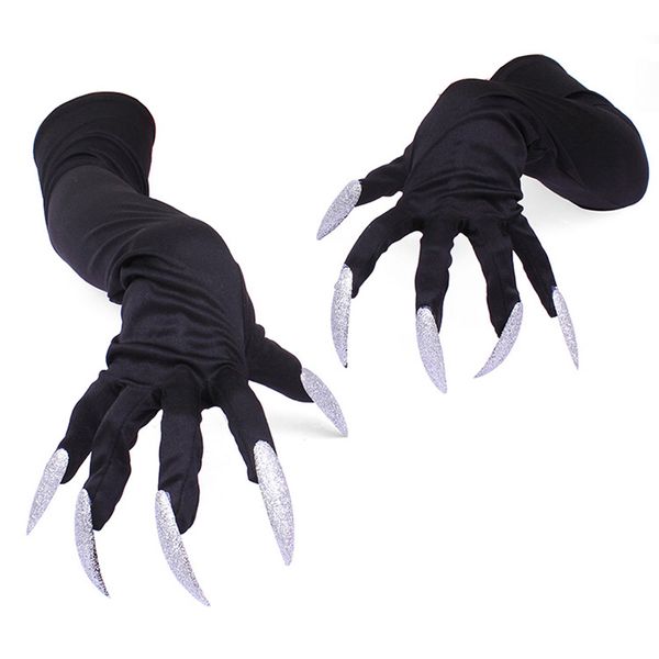 long fingernail milk silk glove halloween party cosplay props gloves 5 acrylic nails claw punk performance thin gloves cuffs g74, Blue;gray
long fingernail milk silk glove halloween party cosplay props gloves 5 acrylic nails claw punk performance thin gloves cuffs g74, Blue;gray