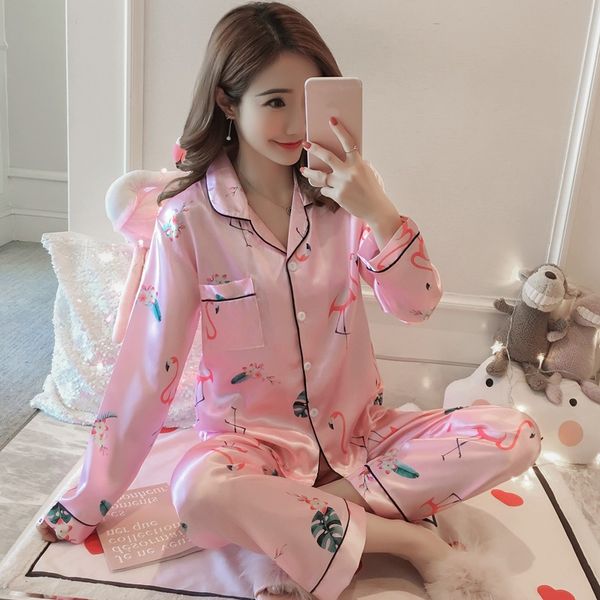 2018 spring autumn silk satin pajamas sets for women long sleeve pyjama cartoon print sleepwear loungewear homewear pijama mujer, Blue;gray
2018 spring autumn silk satin pajamas sets for women long sleeve pyjama cartoon print sleepwear loungewear homewear pijama mujer, Blue;gray