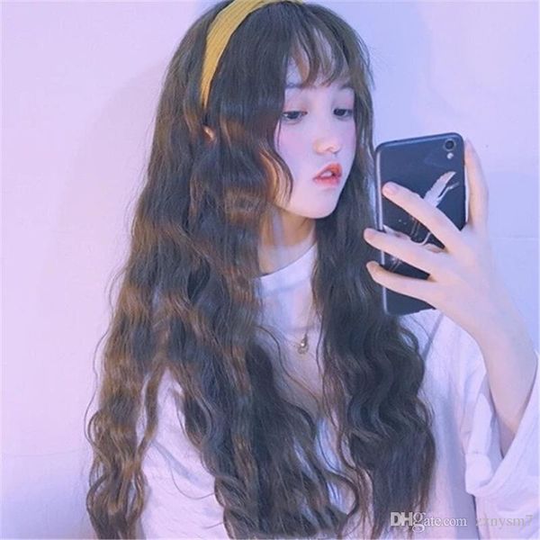 chemical fiber wig wig lady air bangs small volume corn long curly hair+wig cap, Black
chemical fiber wig wig lady air bangs small volume corn long curly hair+wig cap, Black