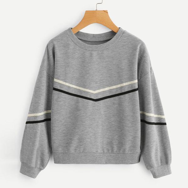 feitong women sweatshirt pullovers long sleeve stripe tape drop shoulder sweatshirt o-neck casual jumper pullover blouse moletom, Black
feitong women sweatshirt pullovers long sleeve stripe tape drop shoulder sweatshirt o-neck casual jumper pullover blouse moletom, Black