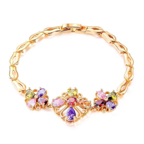 new fashion ins luxury designer glittering colorful crystal zircon beautiful flower link chain bracelet for woman girls gold plated copper, Black
new fashion ins luxury designer glittering colorful crystal zircon beautiful flower link chain bracelet for woman girls gold plated copper, Black