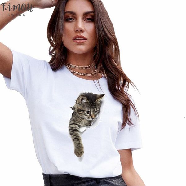 fashion 3d cat print casual harajuku women t shirt summer short sleeve o neck tee clothes female t shirts, White
fashion 3d cat print casual harajuku women t shirt summer short sleeve o neck tee clothes female t shirts, White